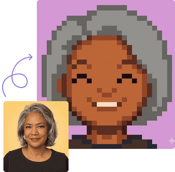 Portrait pixel art généré à partir d’une photo